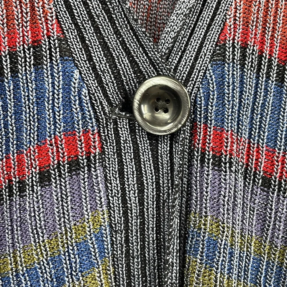 Y2k Coldwater Creek Indigo Stripe Cardigan Sweater Size Medium 10 12 NWT
